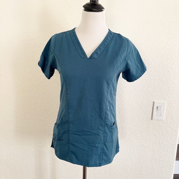 Marilyn Monroe Teal Short Sleeve V-Neck Top - Picture 1 of 10